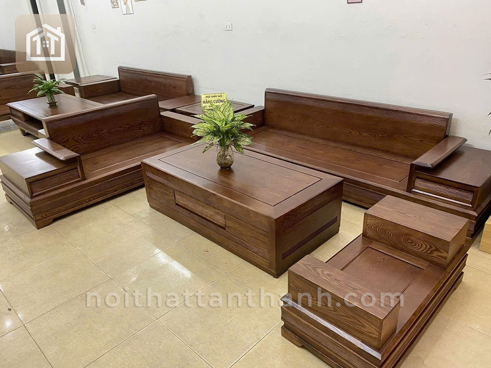 Sofa 2 Văng Chân Pháo Gỗ Sồi Nga - Không Nệm | SFGS-0041