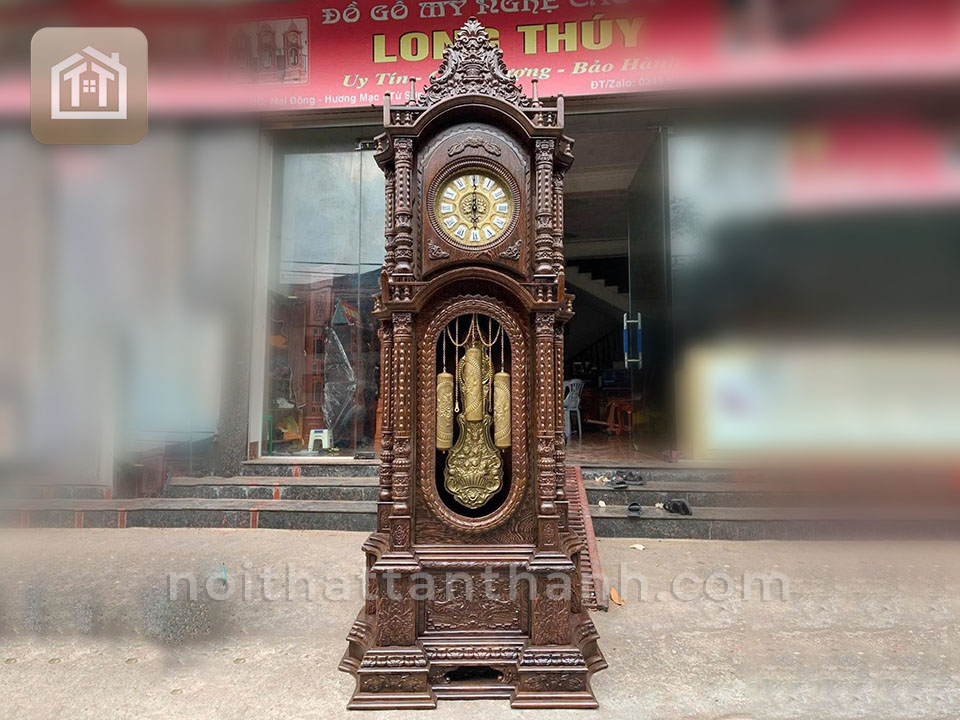 Đồng hồ tứ trụ gỗ mun đuôi công