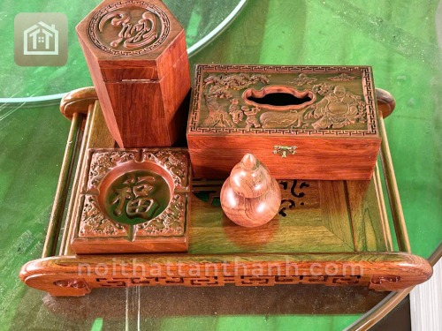 Bộ Khay Trà Để Bàn Gỗ Hương