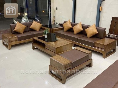 Sofa Chân Hưu 2 Văng Gỗ Sồi Nga | SFGS-0354
