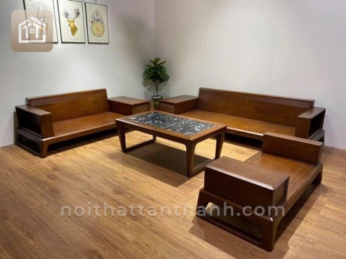 Sofa Chân Hưu 2 Văng Gỗ Sồi Nga - Không Nệm | SFGS-0351
