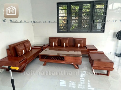 Sofa Chân Thuyền 2 Văng Gỗ Hương Đá | SFHD-0311