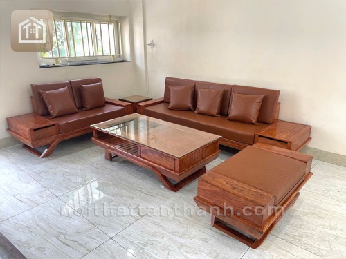 Sofa Chân Thuyền 2 Văng Gỗ Hương Đá | SFHD-0313