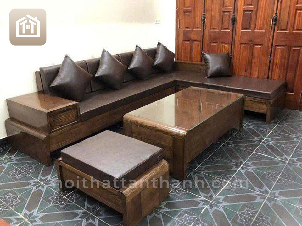 Sofa Chân Cuốn Góc L Gỗ Sồi | SFGS-0342