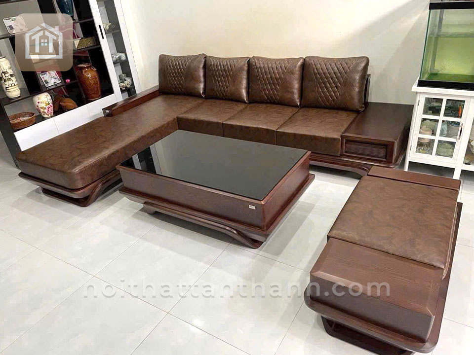 Sofa Góc L Chân thuyền Gỗ Sồi Nga | SFGS-0096