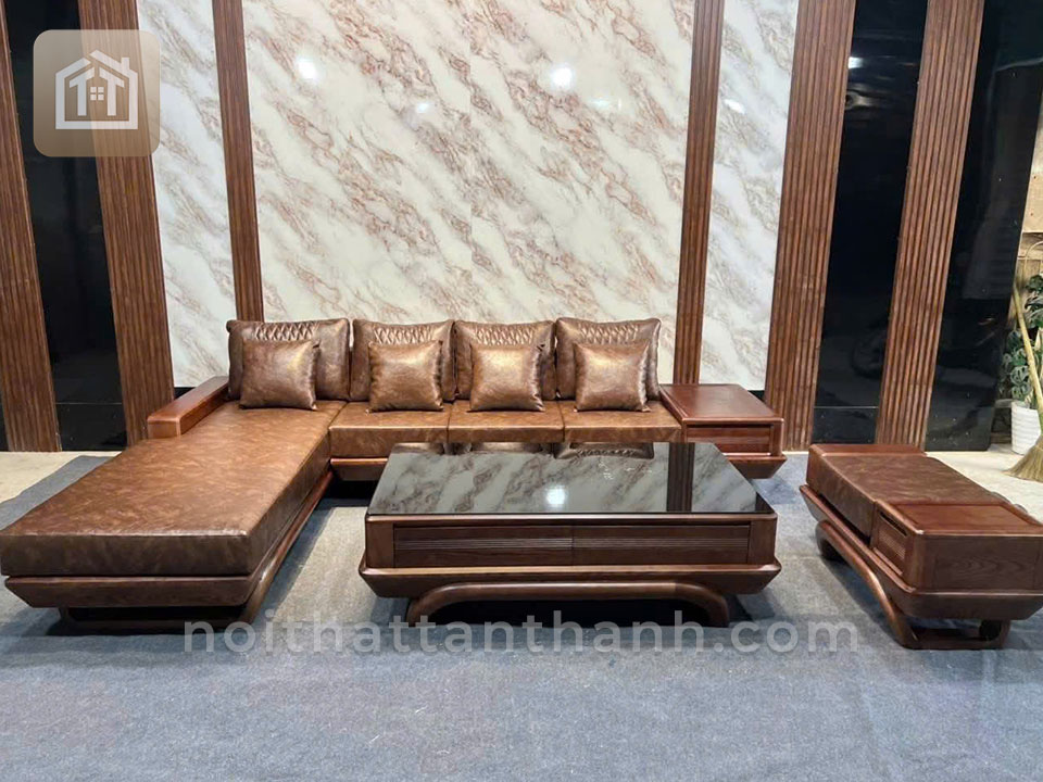 Sofa Góc L Chân thuyền Gỗ Sồi Nga | SFGS-0094