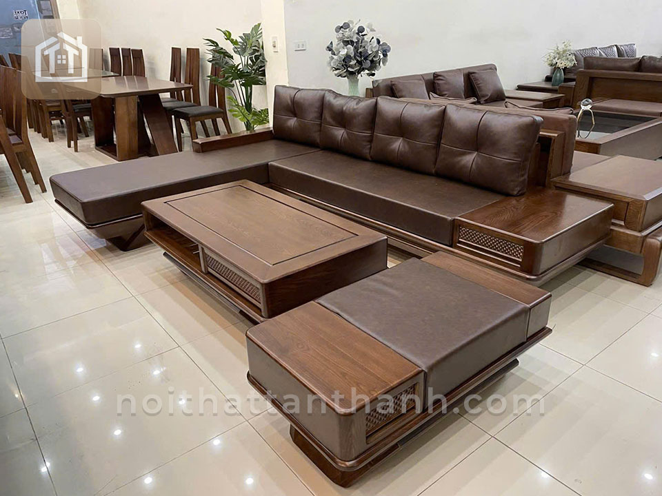Sofa Góc L Chân thuyền Gỗ Sồi Nga | SFGS-0093