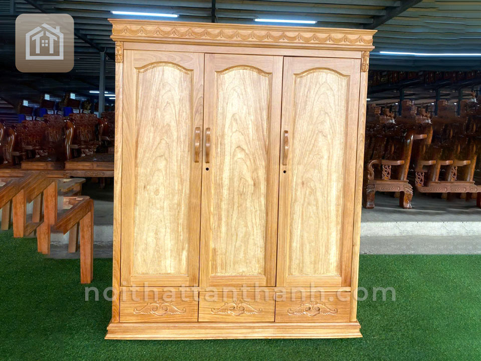 Tủ áo 3 cánh - gỗ đỏ