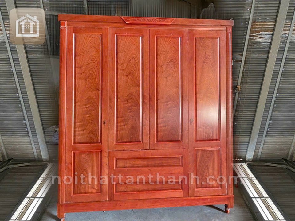 Tủ áo 4 cánh - Gỗ hương đá