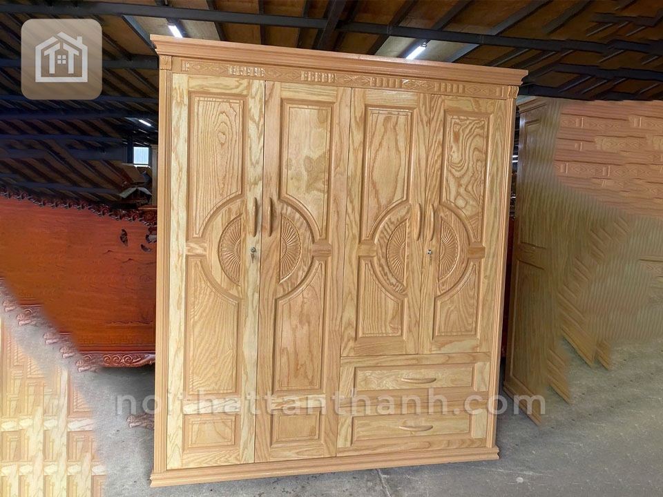 Tủ quần áo 4 cánh - Phủ vân sồi
