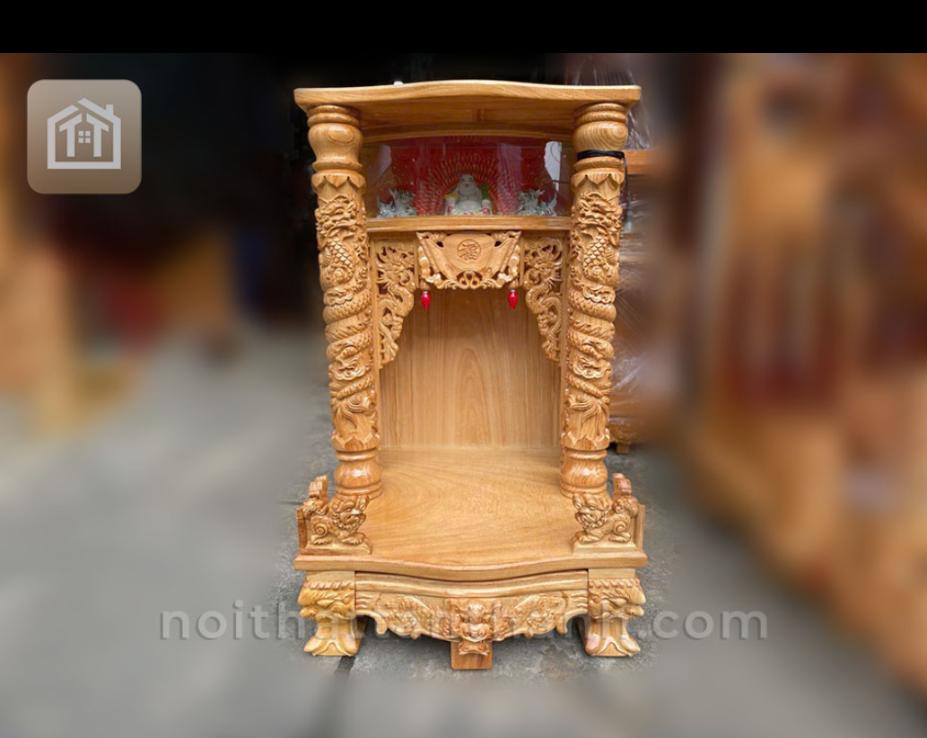 Bàn thờ ông địa gỗ gõ đỏ cột 10
