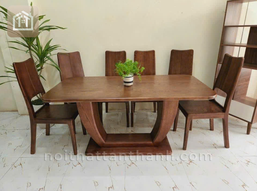 Bộ bàn ăn 6 ghế chữ nhật ghế ngang dạng 3 - gỗ sồi