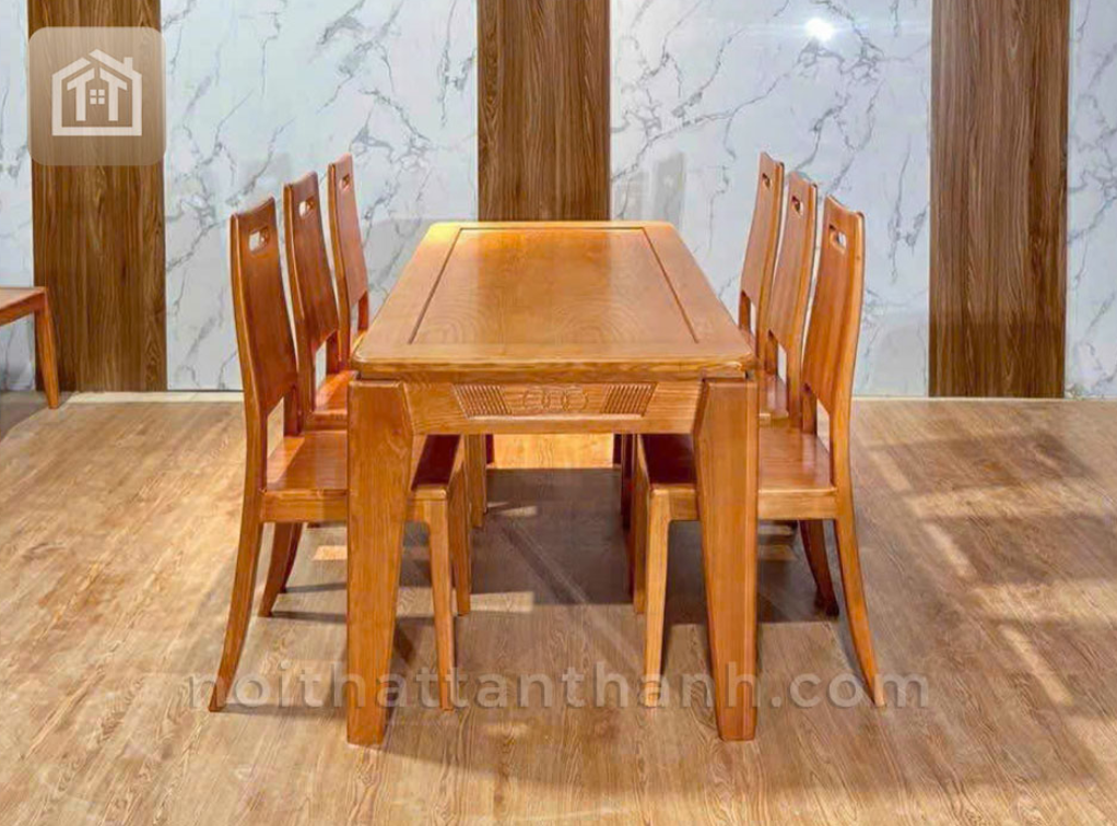 Bộ bàn ăn 6 ghế chữ nhật ghế ngang kiểu 1 - gỗ sồi
