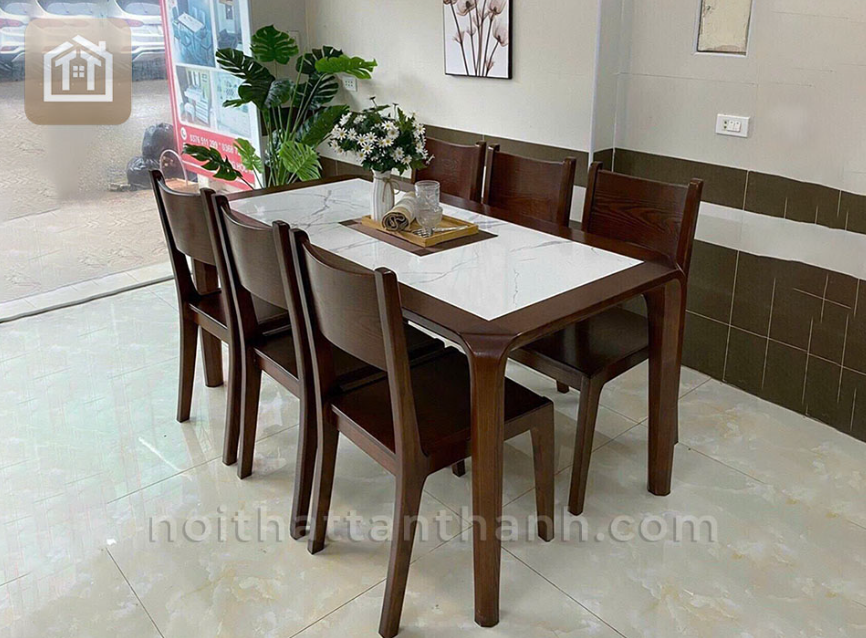 Bộ bàn ăn 6 ghế chữ nhật - Gỗ căm xe