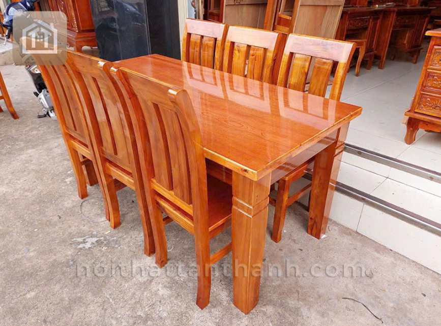 Bộ bàn ăn 6 ghế chữ nhật - Gỗ tràm