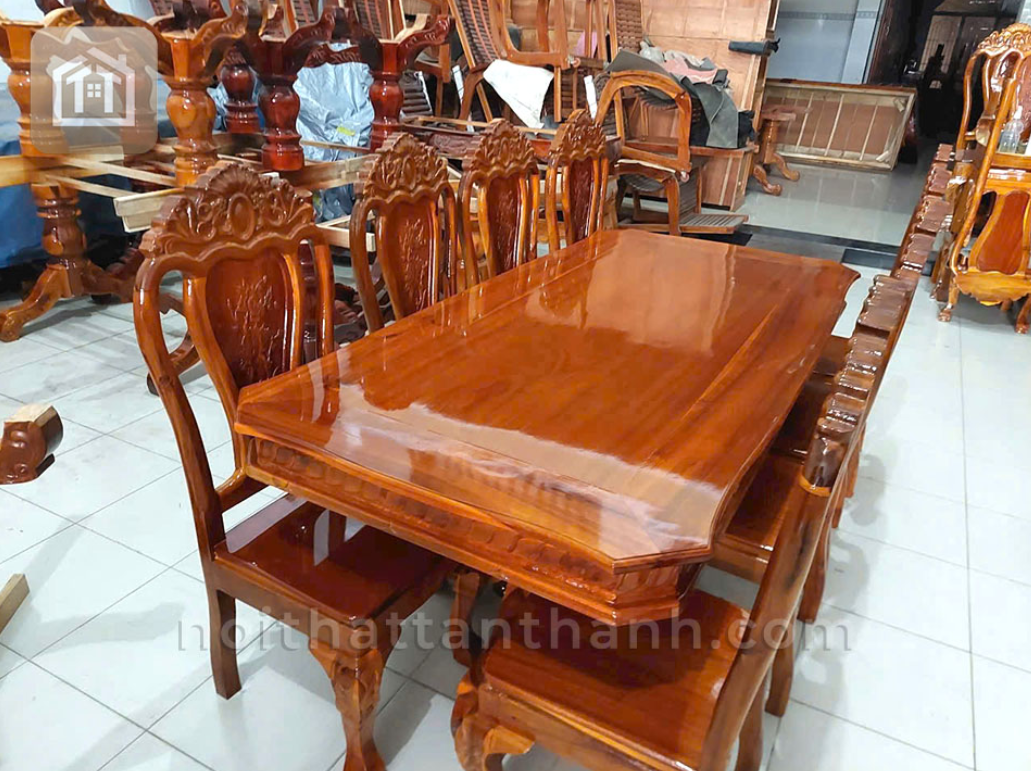 Bộ bàn ăn 8 ghế chữ nhật - Gỗ tràm