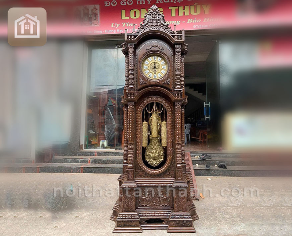 Đồng hồ tứ trụ gỗ mun đuôi công