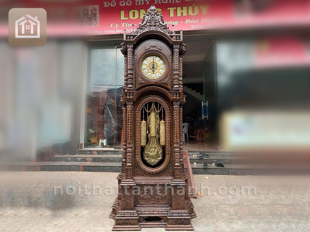 Đồng hồ tứ trụ gỗ mun đuôi công 