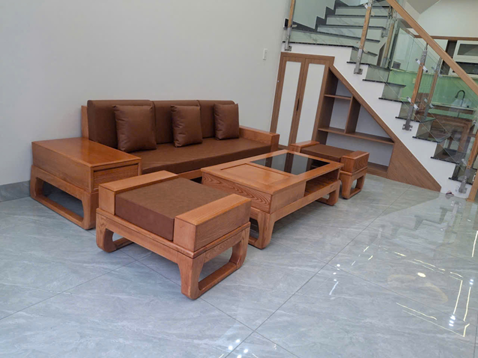 Sofa 1 văng gỗ sồi nhỏ đẹp