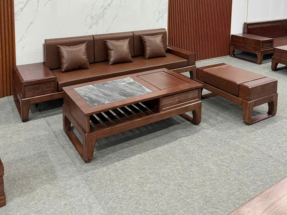 Sofa gỗ sồi màu nâu