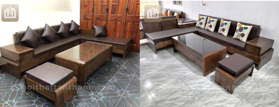 Mẫu sofa phòng khách nhỏ gọn thiết kế 2 chỗ ngồi với tay ghế mỏng.