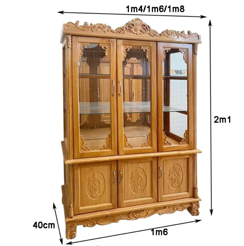 Kích thước và kiểu dáng tủ rượu gỗ gõ đỏ phù hợp với không gian