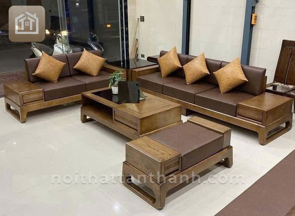 Sofa Chân Hưu 2 Văng Gỗ Sồi Nga Mã 2