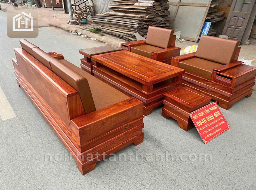 Sofa Đối Chân Pháo Gỗ Hương Đá