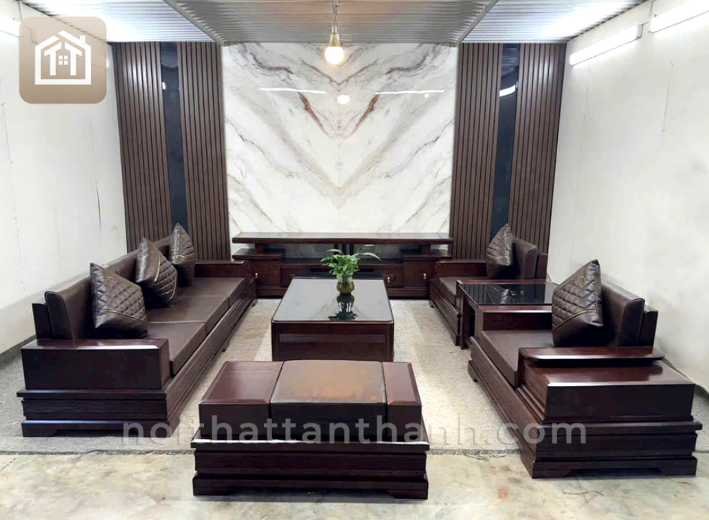 Sofa Đối Gỗ Sồi Chân Pháo