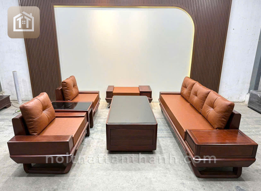 Sofa đối gỗ sồi chân thuyền