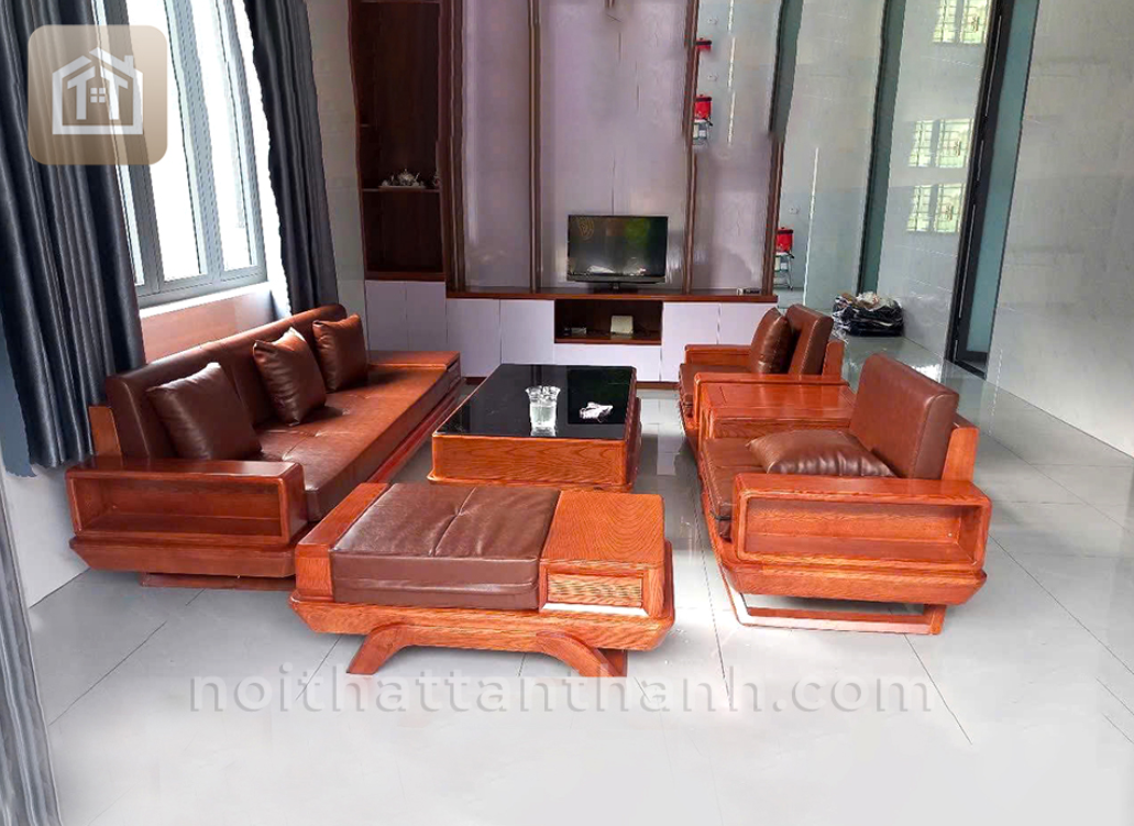 Sofa đối gỗ sồi chân thuyền