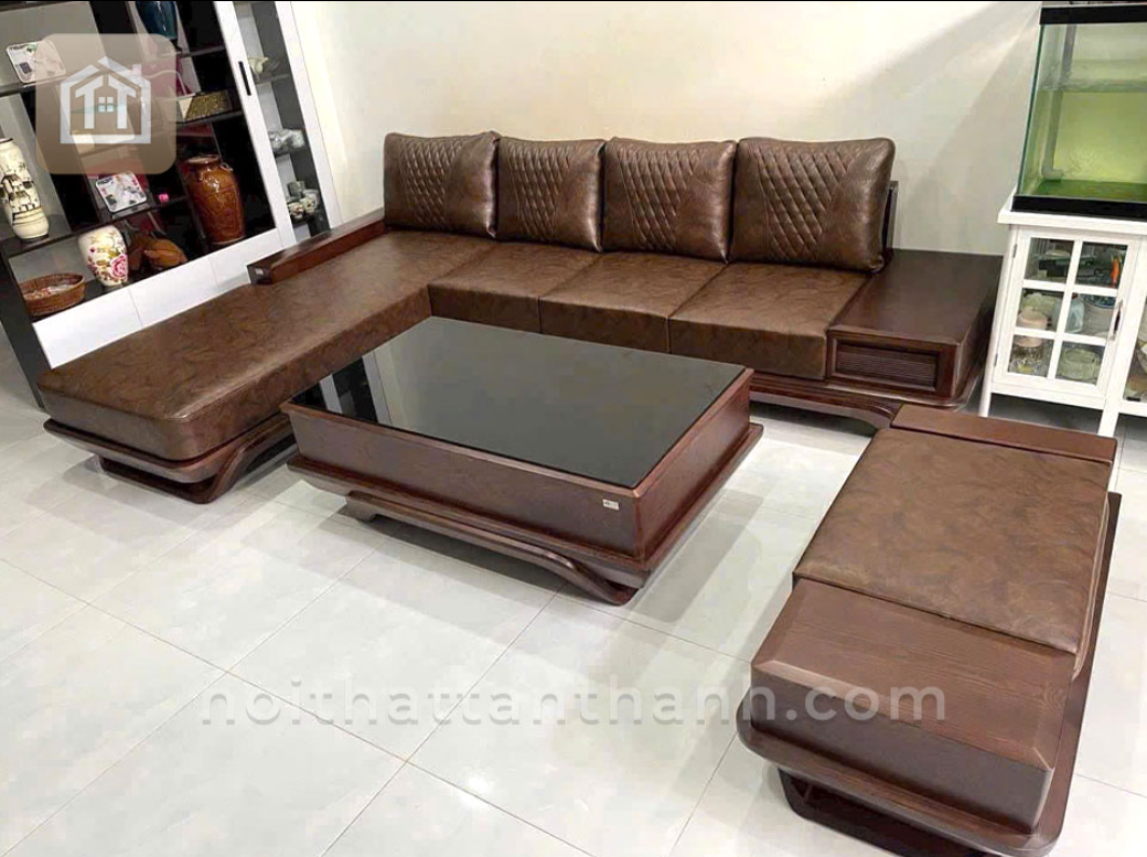Sofa Góc L Chân thuyền Gỗ Sồi Nga