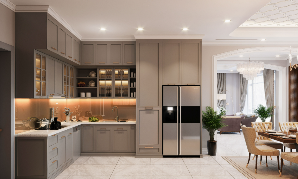 Thiết kế nội thất phòng bếp đơn giản 