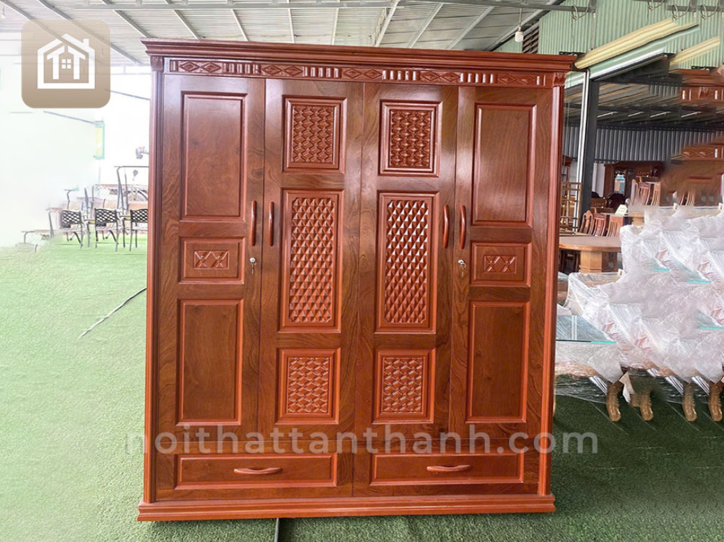 Tủ quần áo 4 cánh - Phủ vân xoan đào