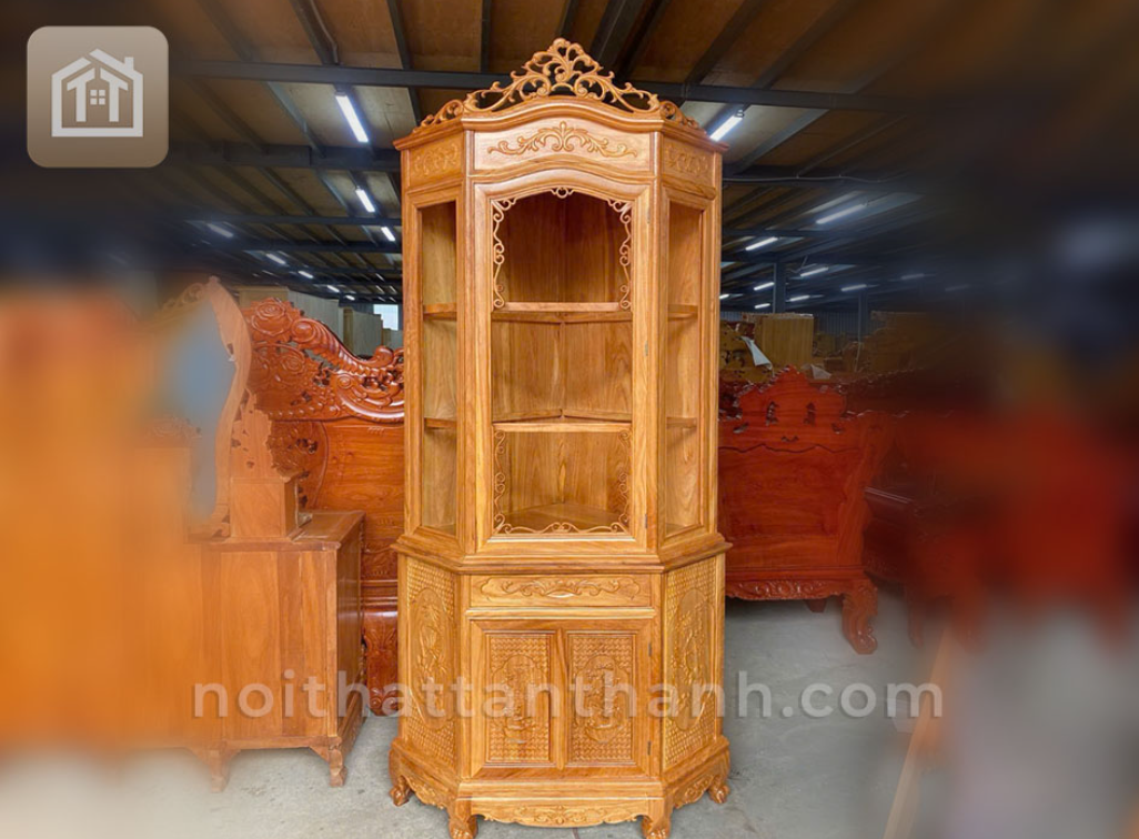 Tủ Rượu Góc Gỗ Gõ Đỏ