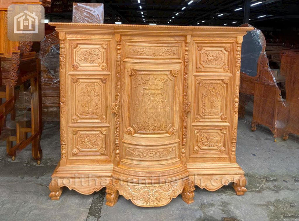 Tủ thờ bụng phệ gỗ gõ đỏ